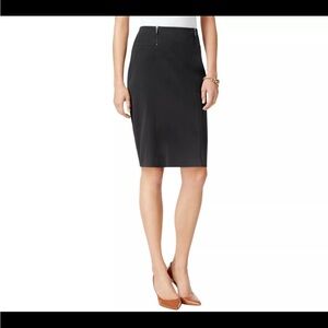 ALFANI Modest Black Stretch Zipper Pencil Knee-Length Midi Skirt Business Casual